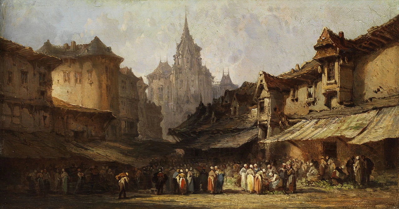 Scena di mercato in una città